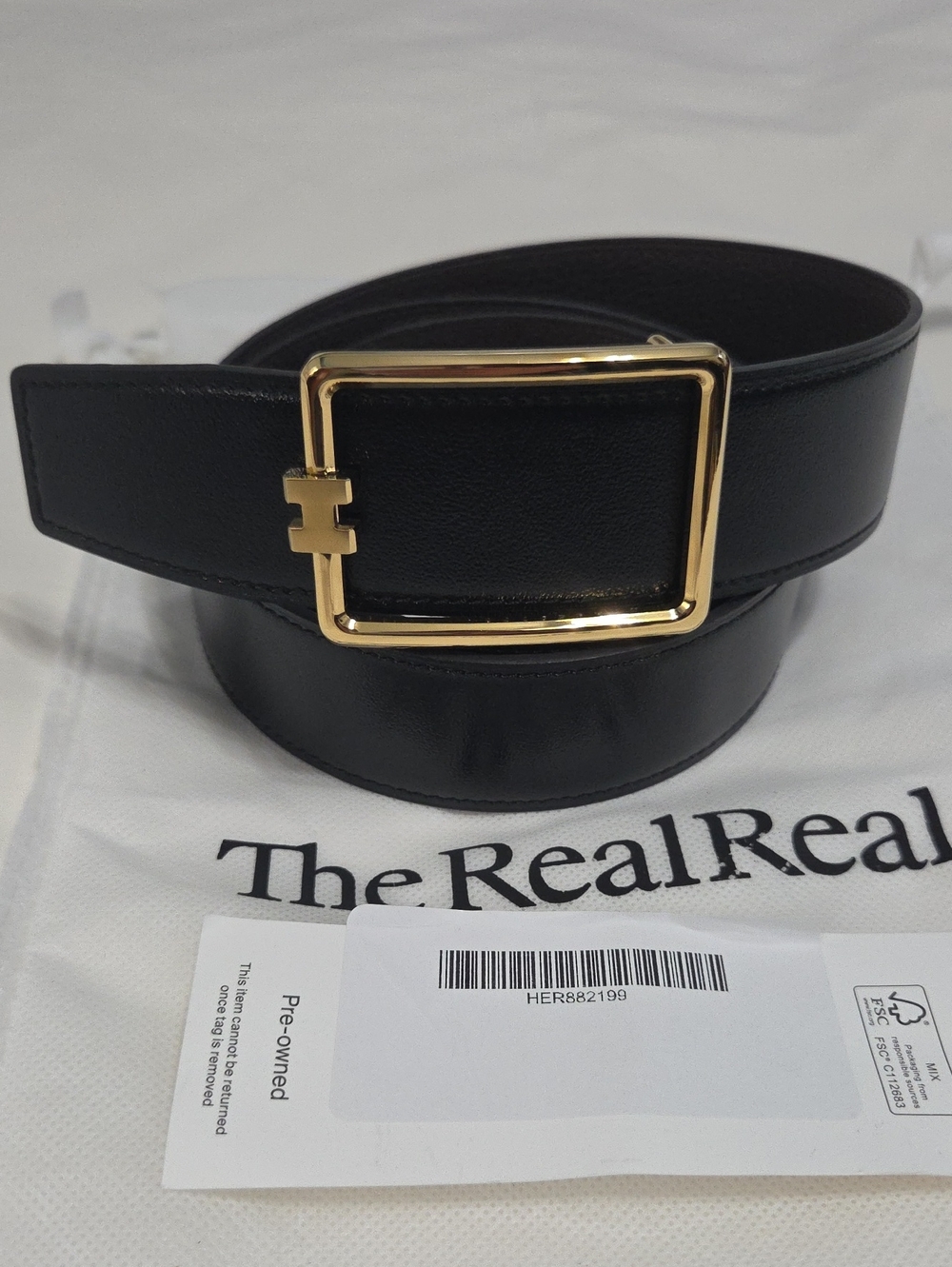 Hermes Reversible Black & Brown Leather Belt Gold H Tube Buckle